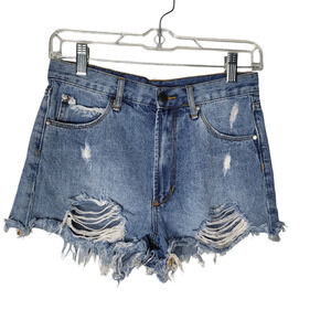 Articles Of Society Womens Shorts Blue Jeans Size 25 Cut-Off Denim distressed